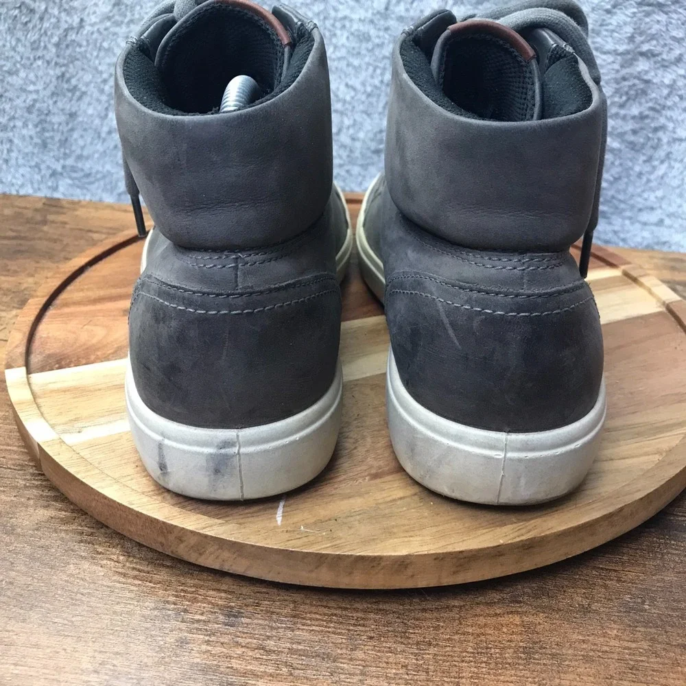 Ecco Soft 7 High Top Tie Sneakers Mens EU 44/US‎ 10-10.5 Gray Suede Casual Shoes